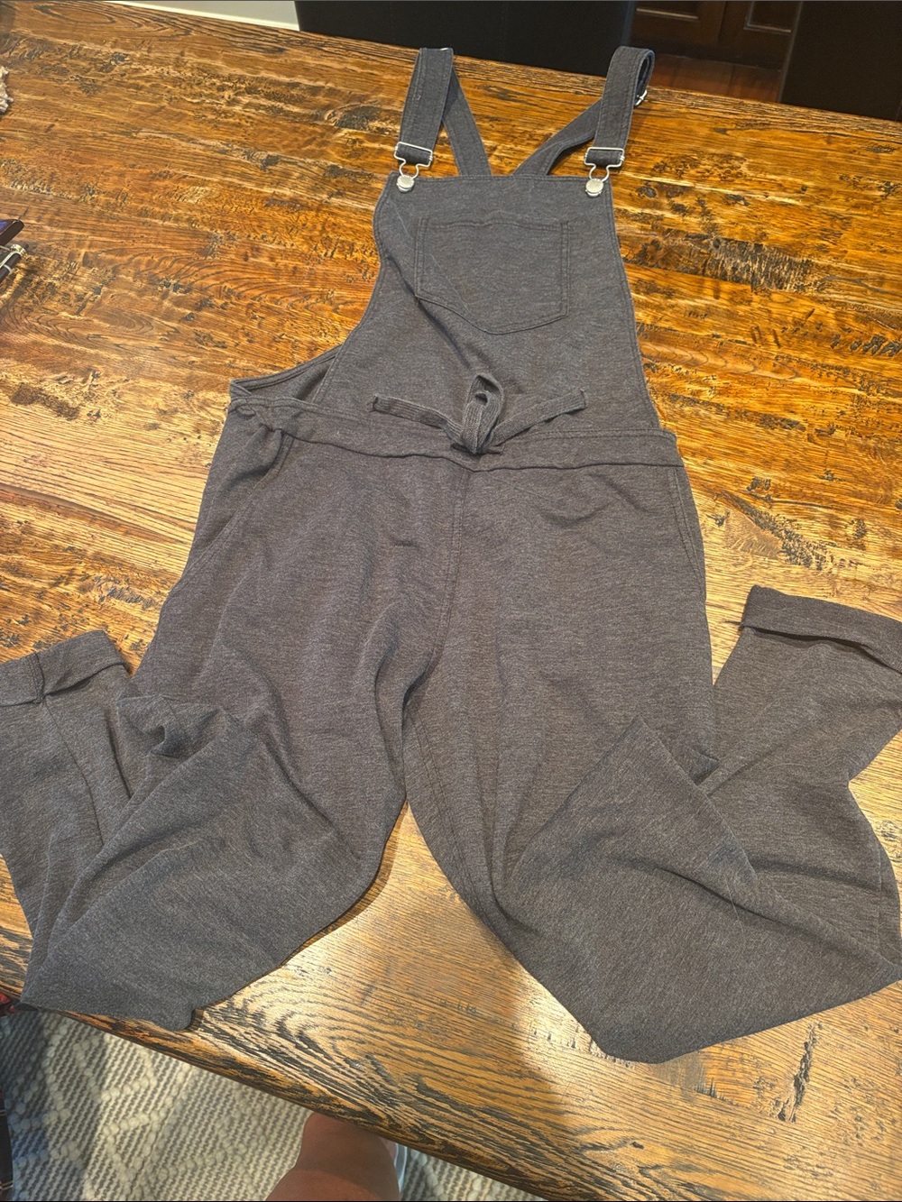 Z Supply Charcoal Knit Overall Romper with Tie Waist